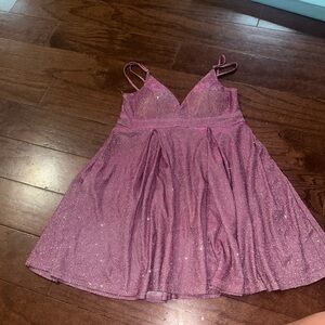 Haute Monde Pink Glitter Spaghetti Strap Party Dress